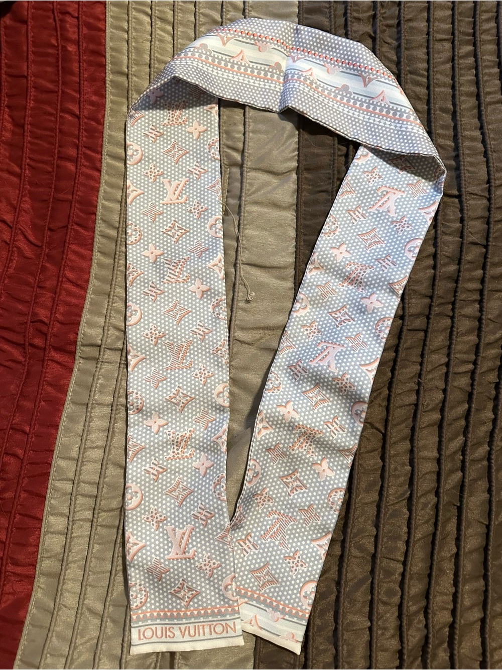 Louis Vuitton Light Blue & Pink Monogram Silk Bandeau